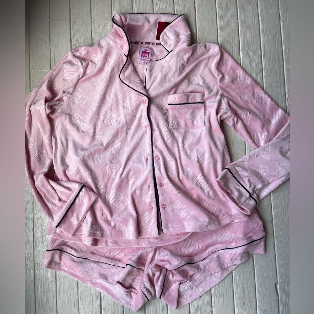NEW Juicy by Juicy Couture Pajama Sleep Set Pink - Shorts & Top Set Size Large